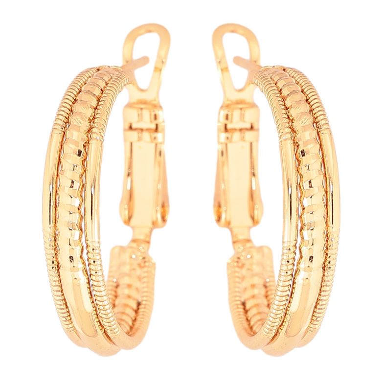 Серьги Xuping цвет Позолота 18K кольца (конго) "Декоративный узор" ø 2см фото №2 Серьги Xuping цвет Позолота 18K кольца (конго) "Декоративный узор" ø 2см фото №2