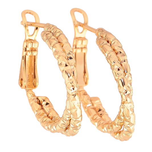 Сережки Xuping колір Позолота 18K кільця (конго) "Декоративний візерунок" ø 2см фото №1 Сережки Xuping колір Позолота 18K кільця (конго) "Декоративний візерунок" ø 2см фото №1