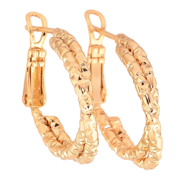 Сережки Xuping колір Позолота 18K кільця (конго) "Декоративний візерунок" ø 2см фото №19