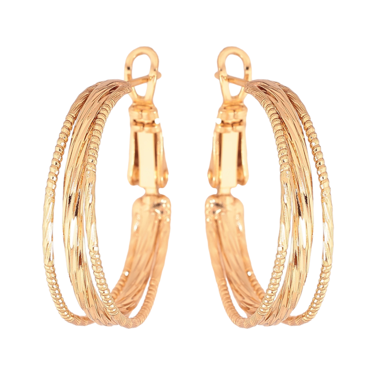 Серьги Xuping цвет Позолота 18K кольца (конго) "Декоративный узор" ø 2.5см фото №11