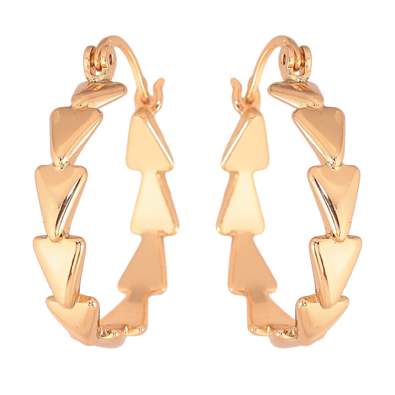 Сережки Xuping колір Позолота 18K кільця (конго) "Декоративний візерунок" ø 2.5см фото №1