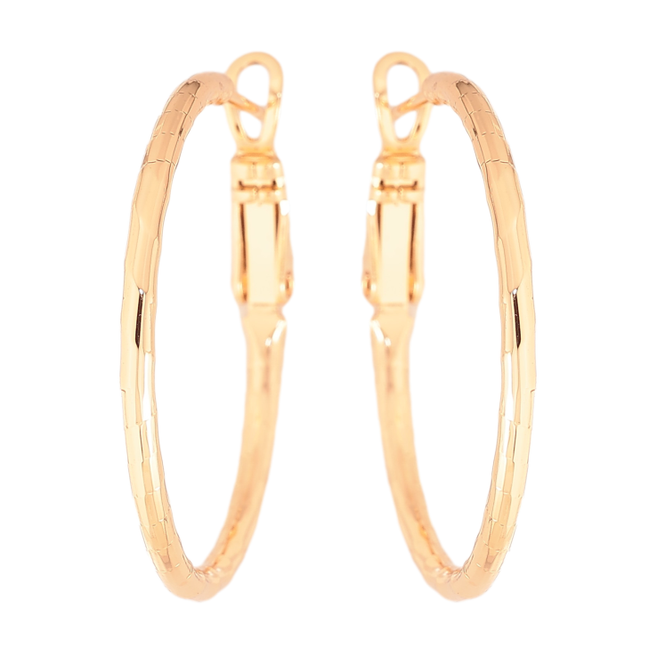 Серьги Xuping цвет Позолота 18K кольца (конго) "Декоративный узор" ø 3см фото №5