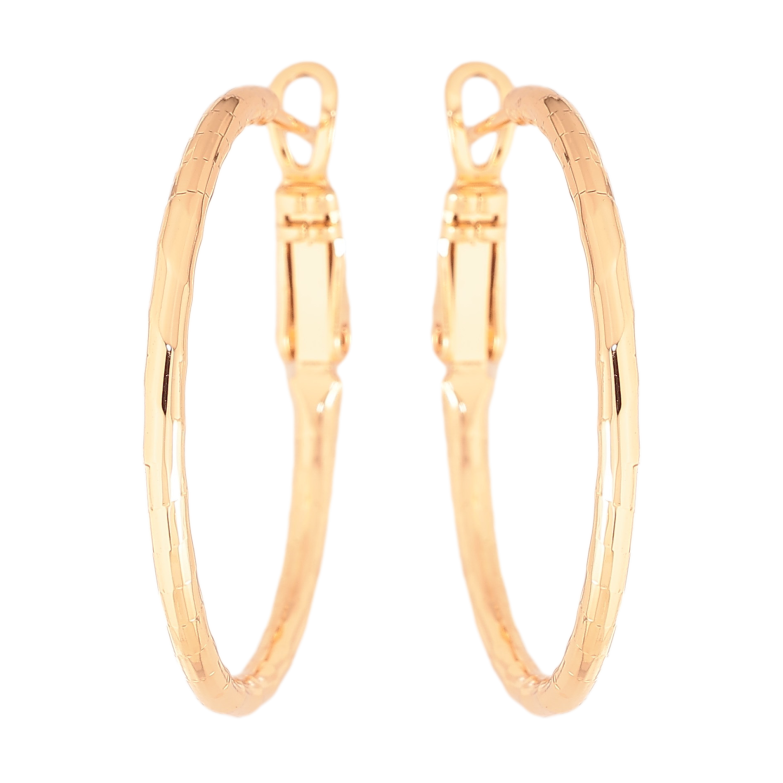 Сережки Xuping колір Позолота 18K кільця (конго) "Декоративний візерунок" ø 3см фото №1