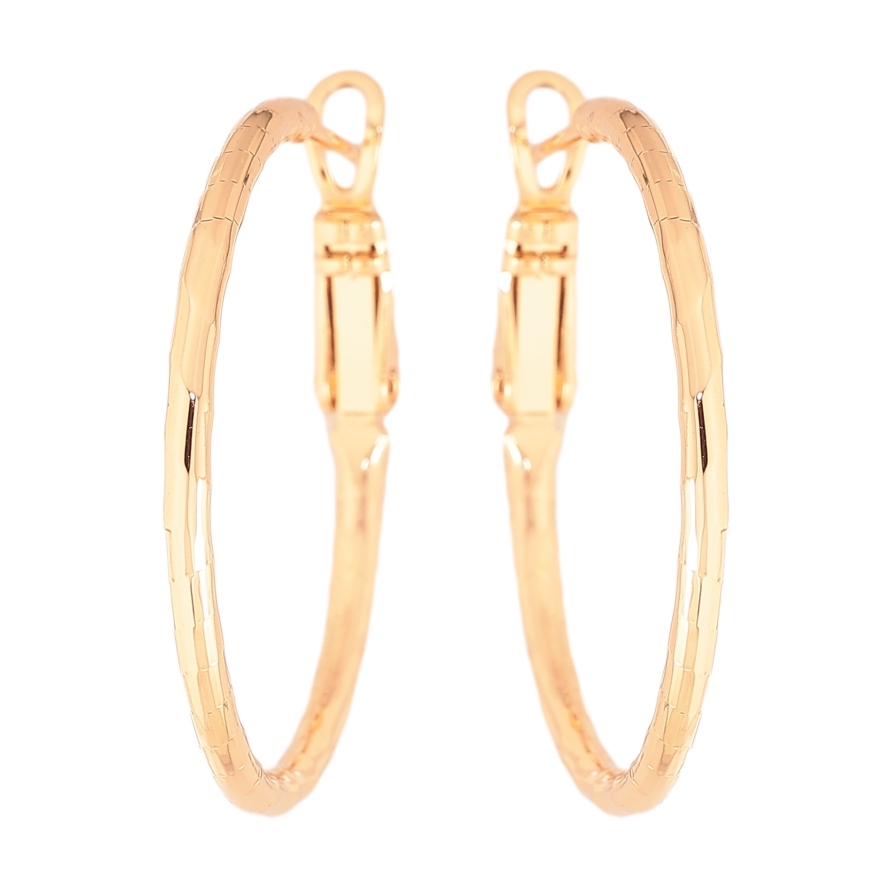 Серьги Xuping цвет Позолота 18K кольца (конго) "Декоративный узор" ø 3см фото №1