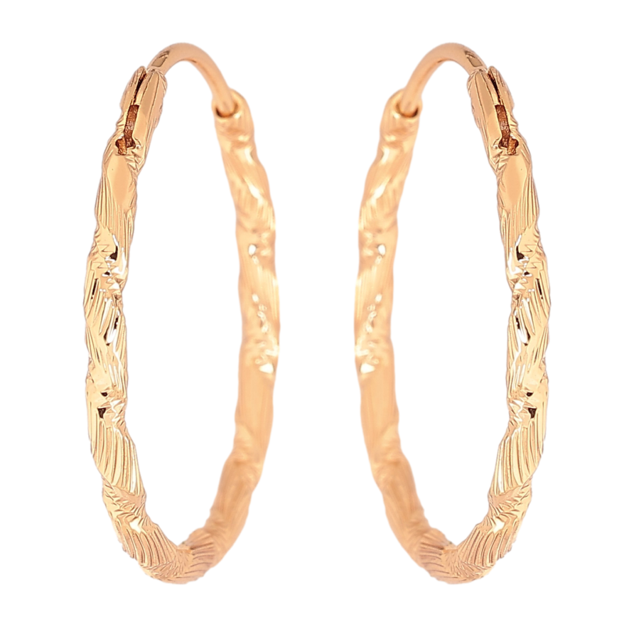 Сережки Xuping колір Позолота 18K кільця (конго) "Декоративний візерунок" ø 2.5см фото №1