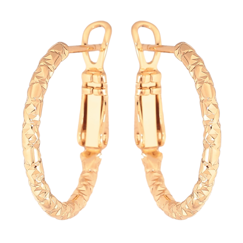 Серьги Xuping цвет Позолота 18K кольца (конго) "Декоративный узор" ø 2см фото №1