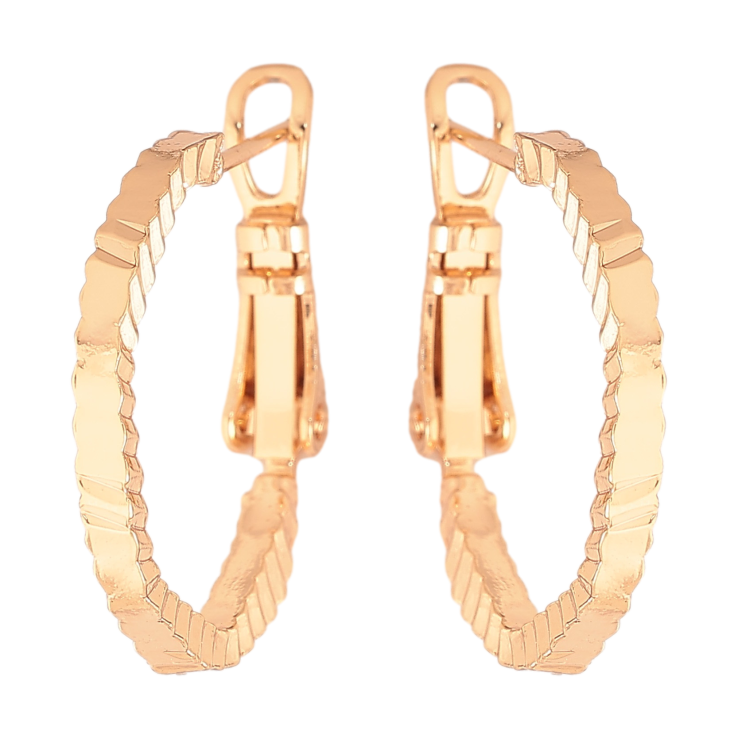 Сережки Xuping колір Позолота 18K кільця (конго) "Декоративний візерунок" ø 2см фото №21