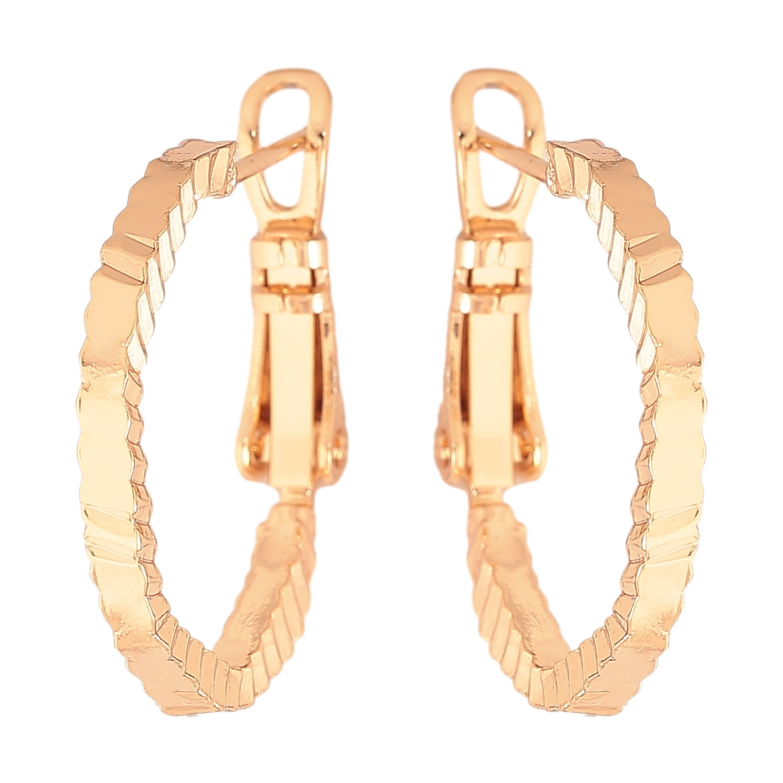 Сережки Xuping колір Позолота 18K кільця (конго) "Декоративний візерунок" ø 2см фото №1