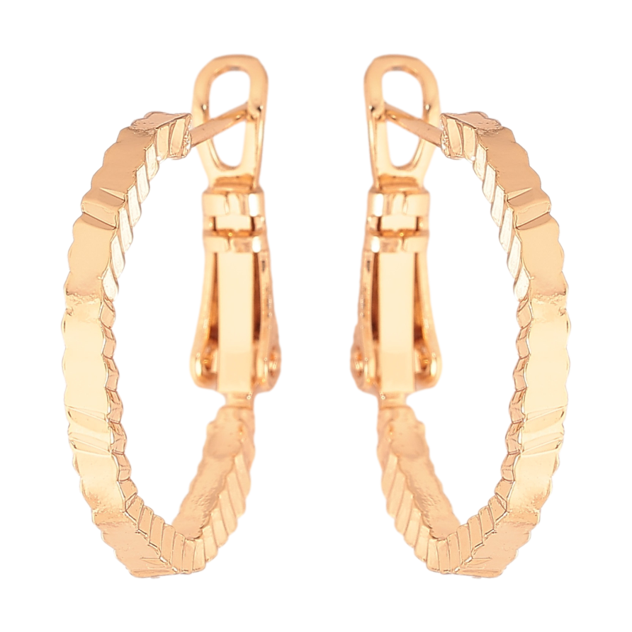 Сережки Xuping колір Позолота 18K кільця (конго) "Декоративний візерунок" ø 2см фото №1