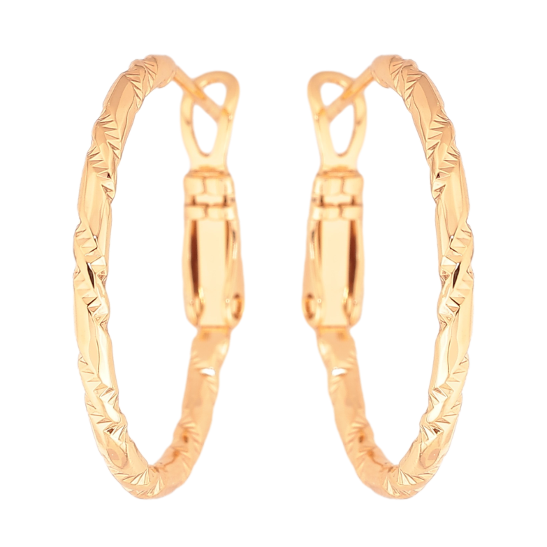 Сережки Xuping колір Позолота 18K кільця (конго) "Декоративний візерунок" ø 2.5см фото №1 Сережки Xuping колір Позолота 18K кільця (конго) "Декоративний візерунок" ø 2.5см фото №1