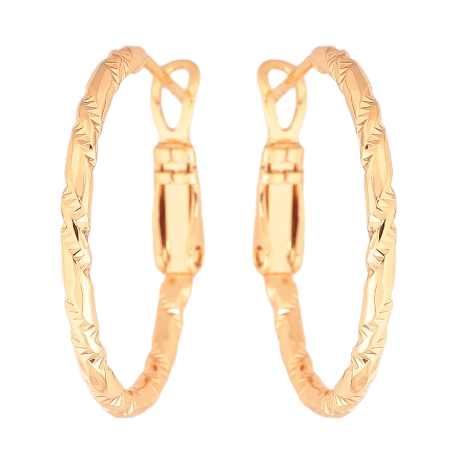Сережки Xuping колір Позолота 18K кільця (конго) "Декоративний візерунок" ø 2.5см фото №1 Сережки Xuping колір Позолота 18K кільця (конго) "Декоративний візерунок" ø 2.5см фото №1