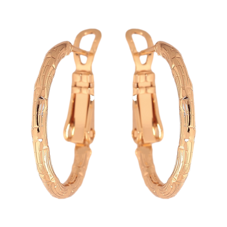 Сережки Xuping колір Позолота 18K кільця (конго) "Декоративний візерунок" ø 2см фото №14