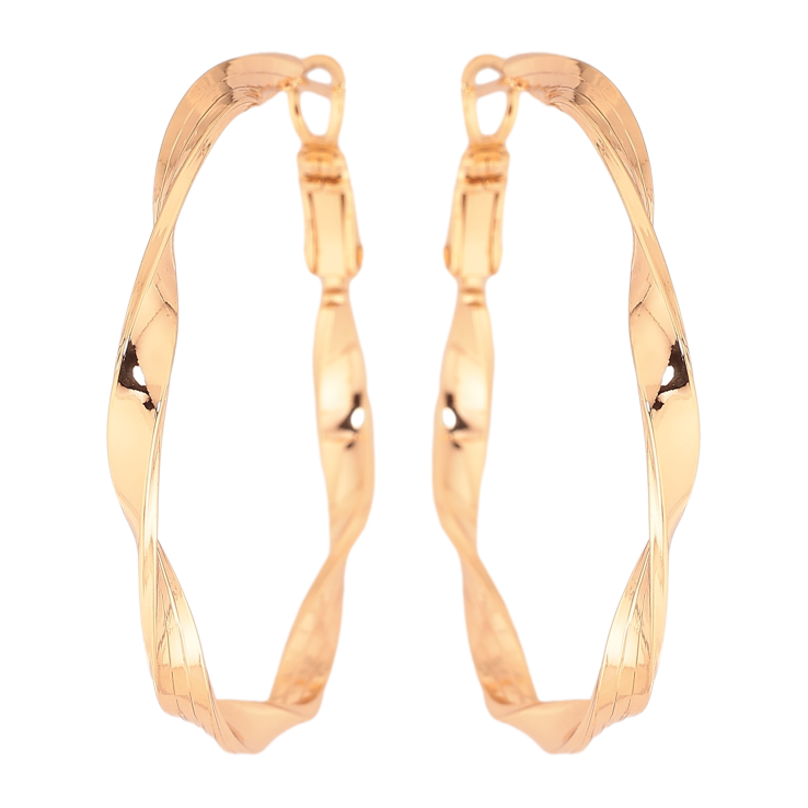 Сережки Xuping колір Позолота 18K кільця (конго) "Декоративний візерунок" ø 4см фото №3