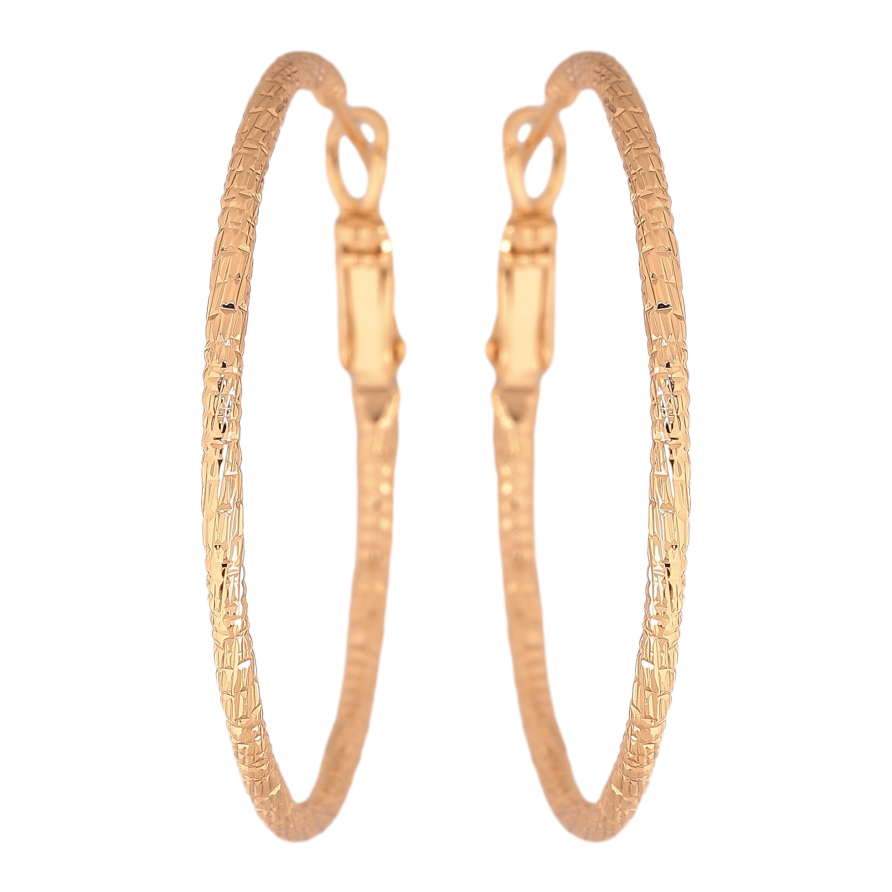 Сережки Xuping колір Позолота 18K кільця (конго) "Декоративний візерунок" ø 4см фото №1 Сережки Xuping колір Позолота 18K кільця (конго) "Декоративний візерунок" ø 4см фото №1
