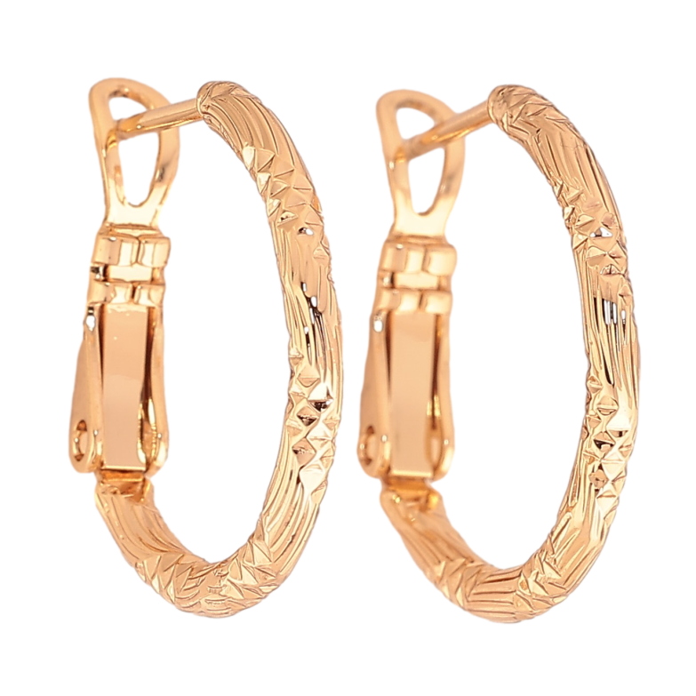 Серьги Xuping цвет Позолота 18K кольца (конго) "Декоративный узор" ø 2см фото №8