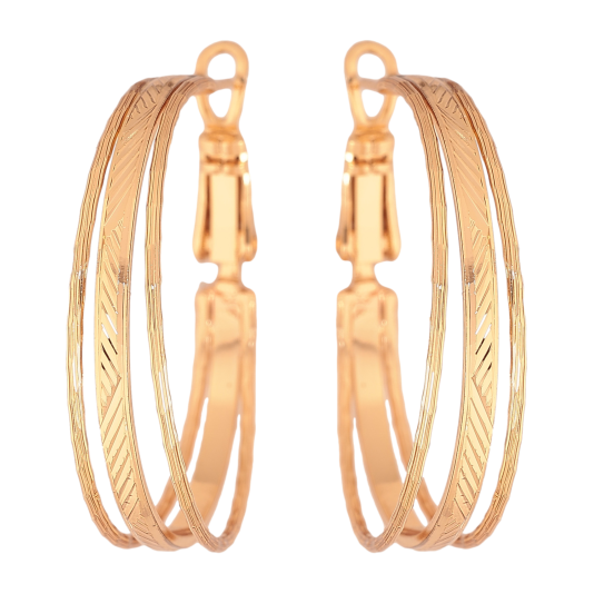 Серьги Xuping цвет Позолота 18K кольца (конго) "Декоративный узор" ø 3см фото №1