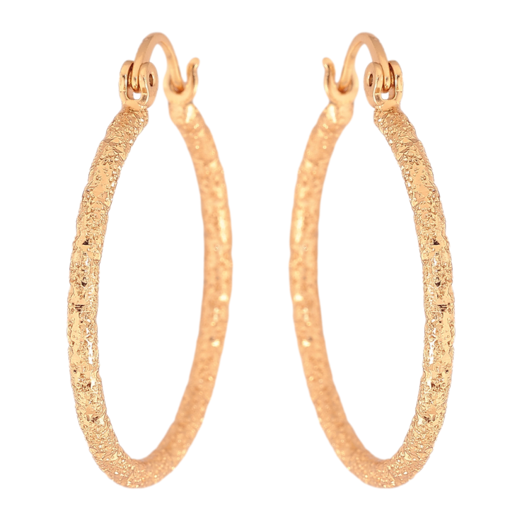 Серьги Xuping цвет Позолота 18K кольца (конго) "Узор шагренью" ø 3см фото №7 Серьги Xuping цвет Позолота 18K кольца (конго) "Узор шагренью" ø 3см фото №7