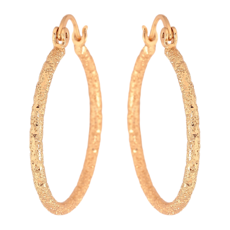 Сережки Xuping колір Позолота 18K кільця (конго) "Візерунок крокреню" ø 3см фото №1