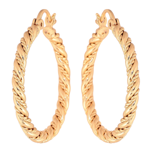 Серьги Xuping цвет Позолота 18K кольца (конго) "Декоративный узор" ø 3см фото №1
