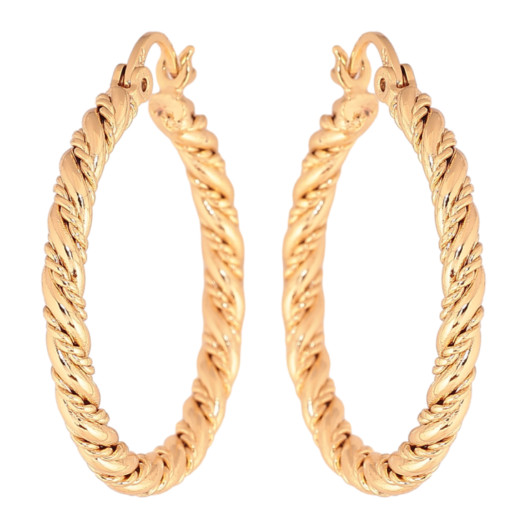 Сережки Xuping колір Позолота 18K кільця (конго) "Декоративний візерунок" ø 3см фото №14