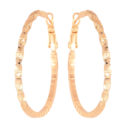 Сережки Xuping колір Позолота 18K кільця (конго) "Декоративний візерунок" ø 4см фото №1 Сережки Xuping колір Позолота 18K кільця (конго) "Декоративний візерунок" ø 4см фото №1