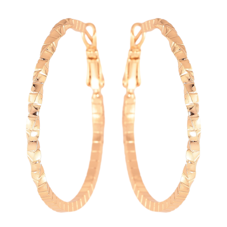 Серьги Xuping цвет Позолота 18K кольца (конго) "Декоративный узор" ø 4см фото №2