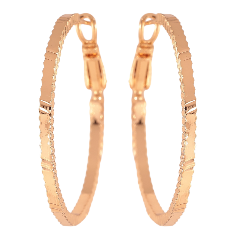 Серьги Xuping цвет Позолота 18K кольца (конго) "Декоративный узор" ø 3,5см фото №1