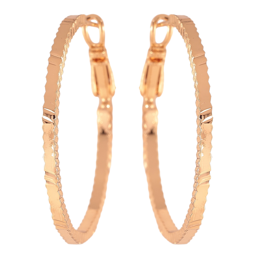 Серьги Xuping цвет Позолота 18K кольца (конго) "Декоративный узор" ø 3,5см фото №1