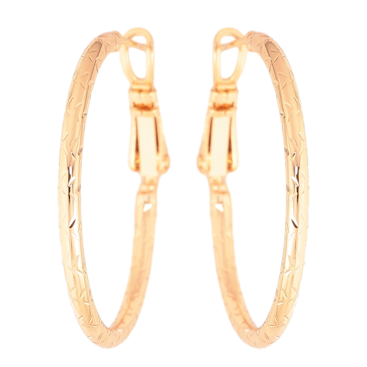 Серьги Xuping цвет Позолота 18K кольца (конго) "Декоративный узор" ø 3см фото №2