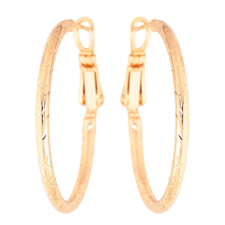 Серьги Xuping цвет Позолота 18K кольца (конго) "Декоративный узор" ø 3см фото №1