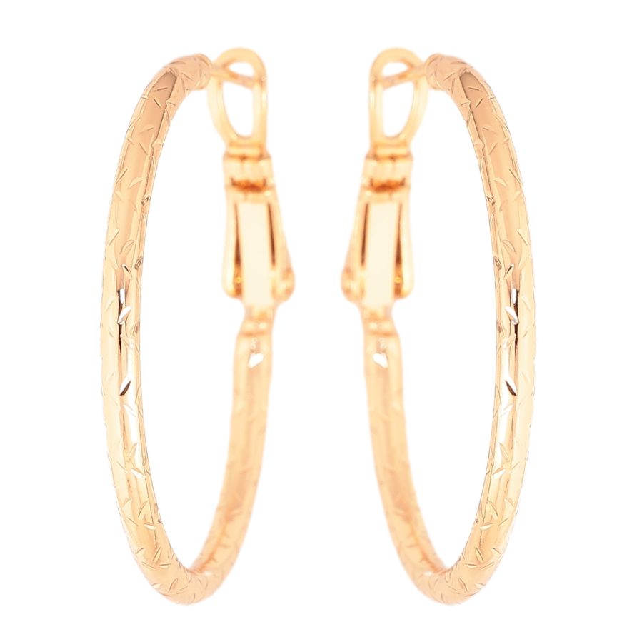 Серьги Xuping цвет Позолота 18K кольца (конго) "Декоративный узор" ø 3см фото №1