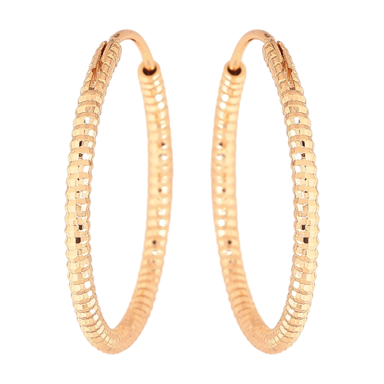 Сережки Xuping колір Позолота 18K кільця (конго) "Декоративний візерунок" ø 2.7см фото №1