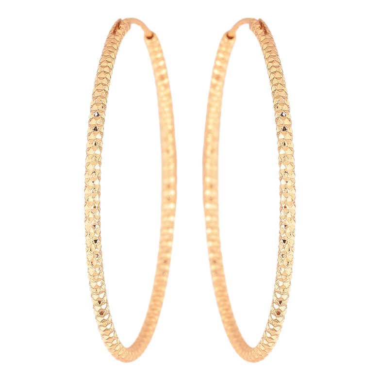 Сережки Xuping колір Позолота 18K кільця (конго) "Декоративний візерунок" ø 5см фото №1