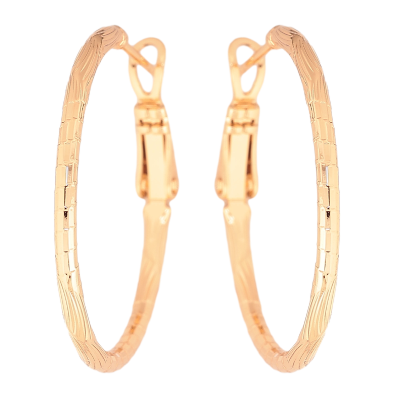 Серьги Xuping цвет Позолота 18K кольца (конго) "Декоративный узор" ø 3см фото №1