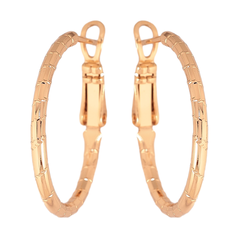 Сережки Xuping колір Позолота 18K кільця (конго) "Декоративний візерунок" ø 2.5см фото №1