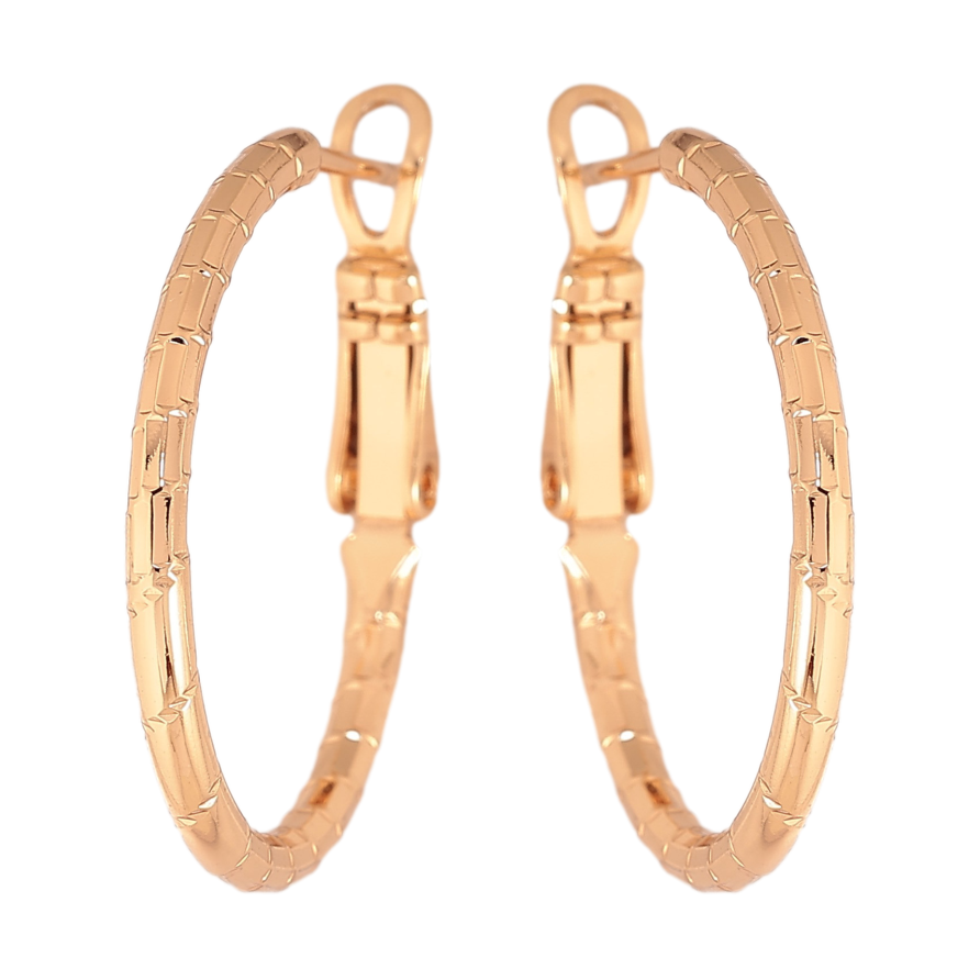 Сережки Xuping колір Позолота 18K кільця (конго) "Декоративний візерунок" ø 2.5см фото №1