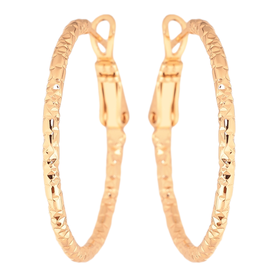 Серьги Xuping цвет Позолота 18K кольца (конго) "Декоративный узор" ø 3см фото №1