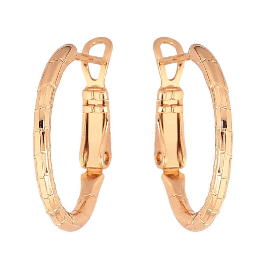 Серьги Xuping цвет Позолота 18K кольца (конго) "Декоративный узор" ø 2см фото №1