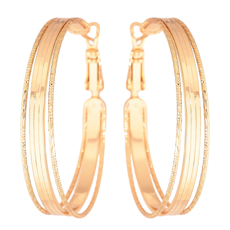 Серьги Xuping цвет Позолота 18K кольца (конго) "Декоративный узор" ø 4см фото №1 Серьги Xuping цвет Позолота 18K кольца (конго) "Декоративный узор" ø 4см фото №1