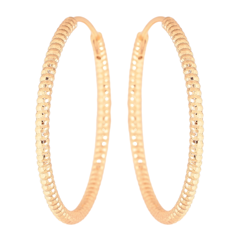 Серьги Xuping цвет Позолота 18K кольца (конго) "Декоративный узор" ø 3см фото №1