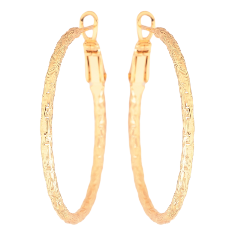 Сережки Xuping колір Позолота 18K кільця (конго) "Декоративний візерунок" ø 3.5см фото №1