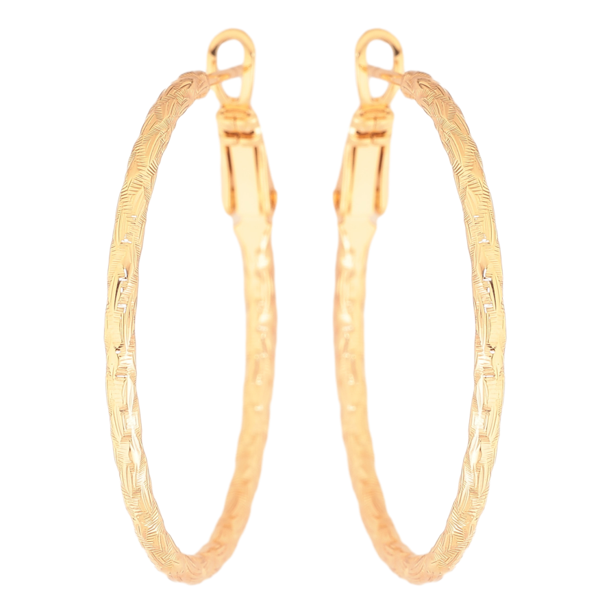 Сережки Xuping колір Позолота 18K кільця (конго) "Декоративний візерунок" ø 3.5см фото №1