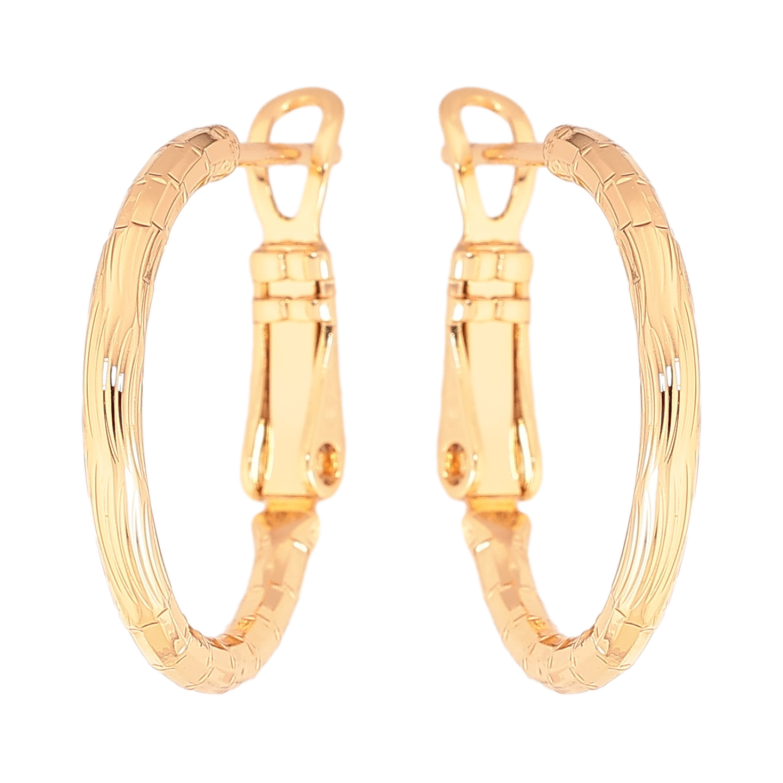 Серьги Xuping цвет Позолота 18K кольца (конго) "Декоративный узор" ø 2см фото №1