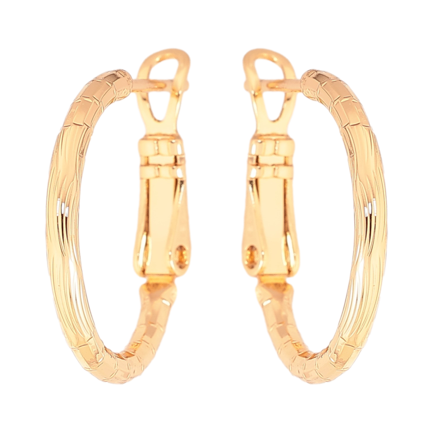 Серьги Xuping цвет Позолота 18K кольца (конго) "Декоративный узор" ø 2см фото №1