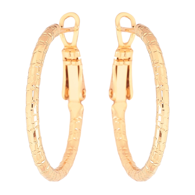 Сережки Xuping колір Позолота 18K кільця (конго) "Декоративний візерунок" ø 2.5см фото №1