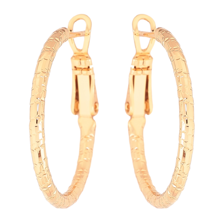 Сережки Xuping колір Позолота 18K кільця (конго) "Декоративний візерунок" ø 2.5см фото №1