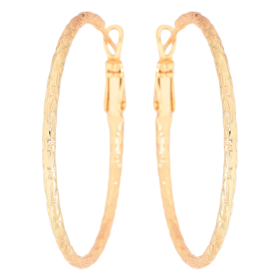 Серьги Xuping цвет Позолота 18K кольца (конго) "Декоративный узор" ø 4см фото №1