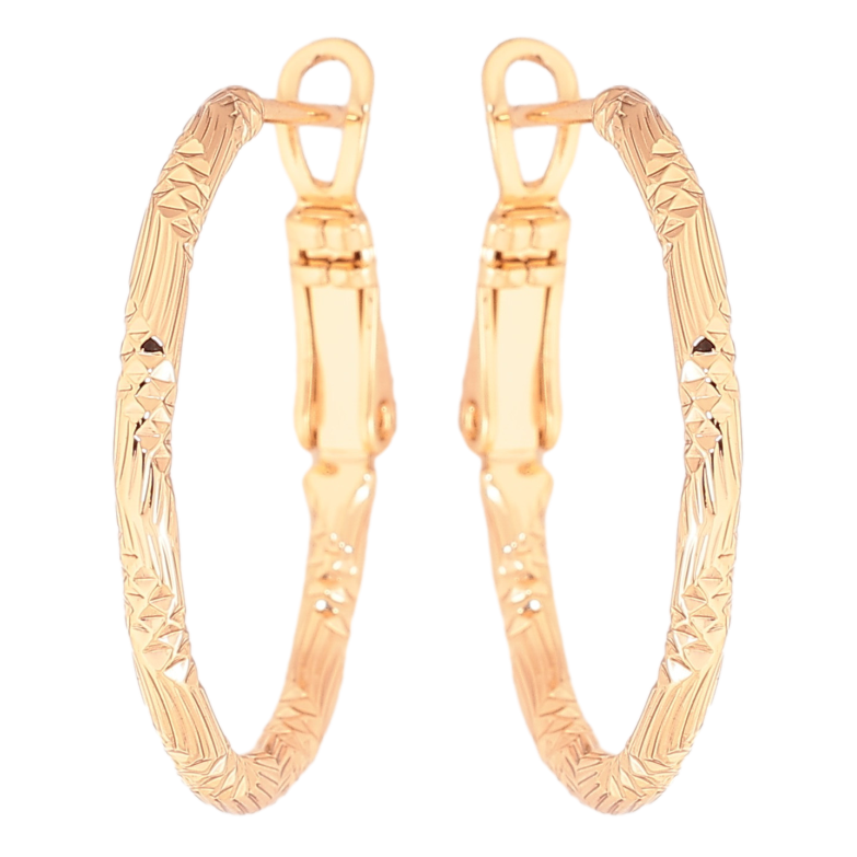 Серьги Xuping цвет Позолота 18K кольца (конго) "Декоративный узор" ø 2.5см фото №1