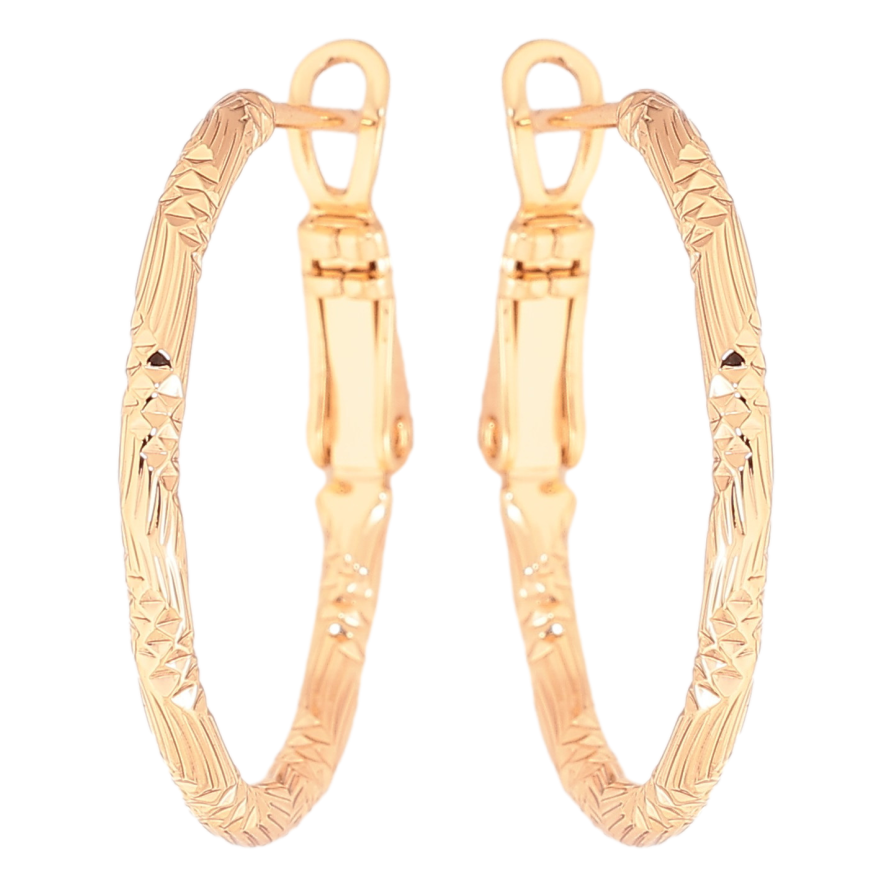 Серьги Xuping цвет Позолота 18K кольца (конго) "Декоративный узор" ø 2.5см фото №1