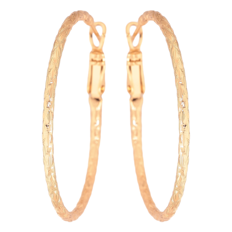 Серьги Xuping цвет Позолота 18K кольца (конго) "Декоративный узор" ø 4см фото №1